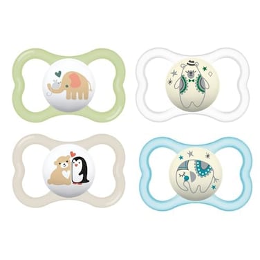 MAM Air Pacifier for Babies 16 Months Extra Air Flow for Sensitive Skin Glows in The Dark Developed with Medical Experts BPAFree Skin Soft Silicone 4 Count Made in Europe