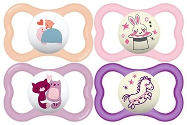 MAM Air Pacifier for Babies 16 Months Extra Air Flow for Sensitive Skin Glows in The Dark Developed with Medical Experts BPAFree Skin Soft Silicone 4 Count Made in Europe