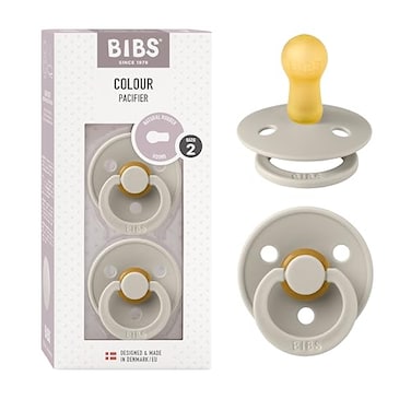 Bibs BIBS Pacifiers Colour Collection Natural Rubber Baby Pacifier Round Nipple Set of 2 BPAFree Soothers Made in Denmark 6 Months Pack of 2 Sand