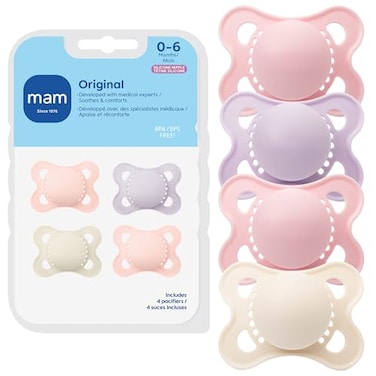 MAM Original Matte Baby Pacifiers 06 Months Binky for Newborn Babies BPAFree Skin Soft Silicone Nipple Easy to Clean Developed with Medical Experts 4 Pack Made in Europe