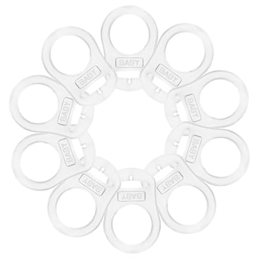 AUEAR 10 Pack Silicone Adapter Rings Holder for Nipple Pacifier Clip Food Grade Transparent Color