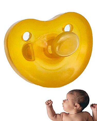 Zo&Atilde;&laquo; b Simply Rubber Pacifiers Shorter Nipple Less Gagging Orthodontic Small Newborn 06 mos HeartShape Shield Natural Rubber Pacifier One Piece Handcrafted in Italy 1Pack