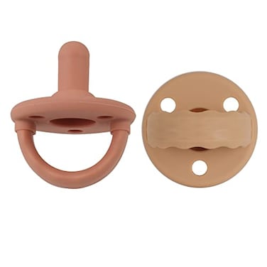 TOPGOMES Soother PacifierFood Grade Silicone Pacifiers with Handle 3 Holes for Added Safety BPA Free 2 Pack MutedApricot