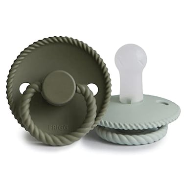mushie Frigg Rope SilkySoft Silicone Baby Pacifier Made in Denmark BPAFree OliveSage 618 Months