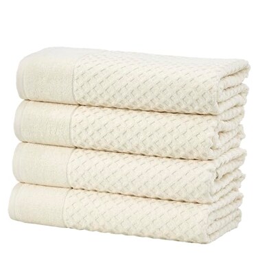 Great Bay Home Bath Towels 100 Cotton 4 Pack 54x27 Bath Towel Set Absorbent Durable QuickDry Towels for Bathroom Ivory