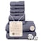MAURA Indigo Blue Bath Towel Set of 8 for Bathroom Turkish Cotton Luxury Bath Towels Extra Large Thick Plush Soft Hotel Spa Quality Denim Blue