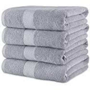 MAURA Premium Bath Towels 100 Cotton 27x54 Ultra Absorbent Quick Dry 4 Pack Soft Terry Bath Towels Set for Bathroom Hotel and Spa Quality Cool Grey
