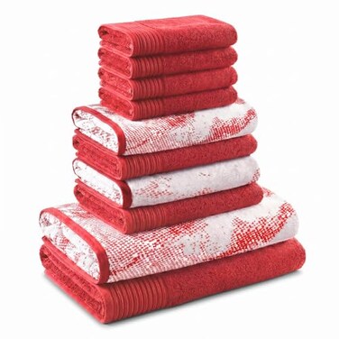 SUPERIOR Superior Cotton Marble Jaq Bath Towel Set 10 Piece Terra Cotta