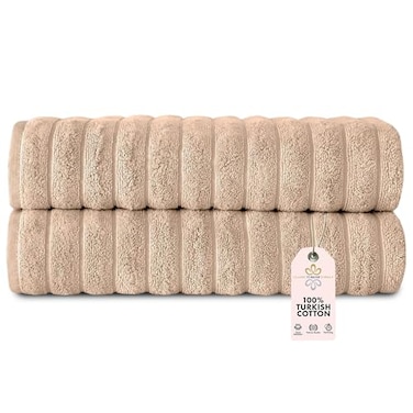 Classic Turkish Towels CTT Premium 2 Pack Bath Towels Set Made with 100 Turkish Cotton Spa Hotel Quick Drying Towels Absorbent Comfy 27x54 Almond Beige