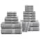 LANE LINEN 100 Cotton Towel Set for Bathroom 18 Piece Super Soft Quick Dry Highly Absorbent 4 Bath 8 Wash Cloth 6 Hand Towels Turkish Quality Durable Easy Care Space Grey
