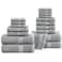 LANE LINEN 100 Cotton Towel Set for Bathroom 18 Piece Super Soft Quick Dry Highly Absorbent 4 Bath 8 Wash Cloth 6 Hand Towels Turkish Quality Durable Easy Care Space Grey