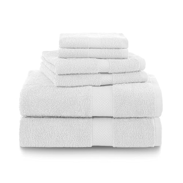 Martex 6Piece 100 Ringspun Cotton Towel Set Quick Dry Super Absorbent Soft Lightweight 2 Bath Towels 2 Hand Towels 2 Wash Cloths White