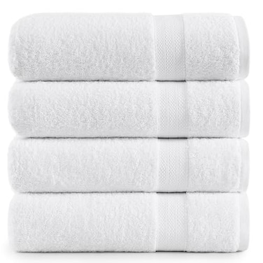 LANE LINEN Set of 4 Bath Towel 28x54 100 Ring Spun Cotton Turkish Cotton Towels for Bathroom Quick Drying Highly Soft Absorbent Shower Towel Set Hotel Spa Quality White Towel Set