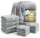 LANE LINEN 100 Cotton Turkish Towel Set for Bathroom 16 Piece Super Soft Quick Dry Highly Absorbent 4 Bath 8 Wash Cloths 4 Hand Towels Hotel Quality Durable OekoTEX Certified Grey