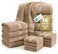 LANE LINEN 100 Cotton Towels Set 16 Piece value pack Soft Absorbent Durable 4 Bath 8 Washcloths 4 Hand Towels for Bathroom Ideal for Home Spa Gym Quality You Can Trust Taupe