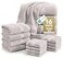 LANE LINEN 100 Ring Spun Cotton Bathroom Towel Set 16 Piece Soft Quick Dry Highly Absorbent 4 Bath 8 Wash Cloths 4 Hand Towels Ideal for Guests Perfect for Bathroom Decor Platinum