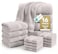 LANE LINEN 100 Ring Spun Cotton Bathroom Towel Set 16 Piece Soft Quick Dry Highly Absorbent 4 Bath 8 Wash Cloths 4 Hand Towels Ideal for Guests Perfect for Bathroom Decor Platinum