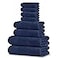 Tens Towels Pack of 8 Towels Set 2 Extra Large Bath 2 Hand 4 Washcloths 100 Cotton Lighter Weight Quicker to Dry Super Absorbent Perfect for Bathroom Navy