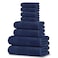 Tens Towels Pack of 8 Towels Set 2 Extra Large Bath 2 Hand 4 Washcloths 100 Cotton Lighter Weight Quicker to Dry Super Absorbent Perfect for Bathroom Navy