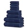 Tens Towels Pack of 8 Towels Set 2 Extra Large Bath 2 Hand 4 Washcloths 100 Cotton Lighter Weight Quicker to Dry Super Absorbent Perfect for Bathroom Navy