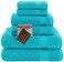 American Bath Towels 100 Cotton 6 Piece Turkish Towel Set Ultra Soft Absorbent Bathroom Towels 2 Bath Towel 2 Hand Towels 2 Washcloths Aqua Blue