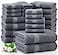 LANE LINEN 100 Cotton Bath Towels Set 24 PCs Durable Quick Dry Super Soft Highly Absorbent 4 Bath 4 Fingertip 6 Hand Towels 8 Washcloths 2 Bath Sheets Perfect Family Set Cool Grey