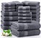 LANE LINEN 100 Cotton Bath Towels Set 24 PCs Durable Quick Dry Super Soft Highly Absorbent 4 Bath 4 Fingertip 6 Hand Towels 8 Washcloths 2 Bath Sheets Perfect Family Set Cool Grey