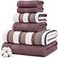 Modern Threads Pax 6Piece Reversible Yarn Dyed Jacquard Towel Set Bath Towels Hand Towels Washcloths Super Absorbent Quick Dry 100 Combed Cotton Rosewood