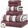Modern Threads Pax 6Piece Reversible Yarn Dyed Jacquard Towel Set Bath Towels Hand Towels Washcloths Super Absorbent Quick Dry 100 Combed Cotton Rosewood