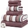Modern Threads Pax 6Piece Reversible Yarn Dyed Jacquard Towel Set Bath Towels Hand Towels Washcloths Super Absorbent Quick Dry 100 Combed Cotton Rosewood