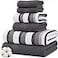 Modern Threads Pax 6Piece Reversible Yarn Dyed Jacquard Towel Set Bath Towels Hand Towels Washcloths Super Absorbent Quick Dry 100 Combed Cotton Coal