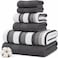 Modern Threads Pax 6Piece Reversible Yarn Dyed Jacquard Towel Set Bath Towels Hand Towels Washcloths Super Absorbent Quick Dry 100 Combed Cotton Coal