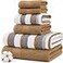 Modern Threads Pax 6Piece Reversible Yarn Dyed Jacquard Towel Set Bath Towels Hand Towels Washcloths Super Absorbent Quick Dry 100 Combed Cotton Mustard