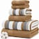 Modern Threads Pax 6Piece Reversible Yarn Dyed Jacquard Towel Set Bath Towels Hand Towels Washcloths Super Absorbent Quick Dry 100 Combed Cotton Mustard