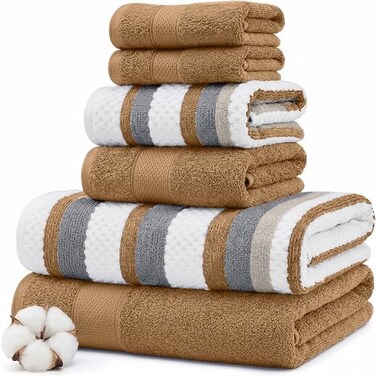 Modern Threads Pax 6Piece Reversible Yarn Dyed Jacquard Towel Set Bath Towels Hand Towels Washcloths Super Absorbent Quick Dry 100 Combed Cotton Mustard