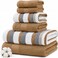 Modern Threads Pax 6Piece Reversible Yarn Dyed Jacquard Towel Set Bath Towels Hand Towels Washcloths Super Absorbent Quick Dry 100 Combed Cotton Mustard