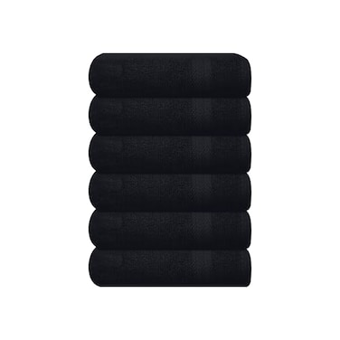 GLAMBURG Ultra Soft 6Piece Hand Towel Set 16x28100 Ringspun Cotton Durable Highly Absorbent Hand Towels Ideal for use in Bathroom Kitchen Gym Spa General Cleaning Black