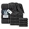 LANE LINEN 12 Piece Premium Towels for Bathroom 100 Cotton Bath Towel Sets Zero Twist 4 Bath 4 Hand Towel 4 Wash Cloths Highly Absorbent Remains Soft After Wash Hotel Spa Quality Black