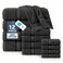 LANE LINEN 12 Piece Premium Towels for Bathroom 100 Cotton Bath Towel Sets Zero Twist 4 Bath 4 Hand Towel 4 Wash Cloths Highly Absorbent Remains Soft After Wash Hotel Spa Quality Black