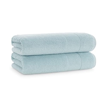 Aston &amp; Aston Arden Aegean Terry Solid Bath Towels Pack of 2 100 Turkish Cotton 600 GSM Oversized Bathroom Towels for Spa or Hotel 30 x 60 in Sterling Blue