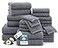 Casa Platino 24Piece Premium Towel Sets for Bathroom 100 Cotton Bath Towels 2 Bath Sheet 2 Gym Towels 2 Bath 4 Fingertip 6 Hand 8 Washcloth Hotel SpaQuality Design Soft Easy to Wash Cool Grey