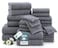 Casa Platino 24Piece Premium Towel Sets for Bathroom 100 Cotton Bath Towels 2 Bath Sheet 2 Gym Towels 2 Bath 4 Fingertip 6 Hand 8 Washcloth Hotel SpaQuality Design Soft Easy to Wash Cool Grey