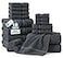 LANE LINEN 100 Mercerized Cotton Bath Towels Set of 18 Zero Twist 6 Bath 6 Hand Towel 6 Washcloths Soft Ideal for Spa Hotel Home Gentle on Body Durable After Multiple Washes Cool Grey