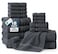 LANE LINEN 100 Mercerized Cotton Bath Towels Set of 18 Zero Twist 6 Bath 6 Hand Towel 6 Washcloths Soft Ideal for Spa Hotel Home Gentle on Body Durable After Multiple Washes Cool Grey