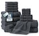 LANE LINEN 100 Mercerized Cotton Bath Towels Set of 18 Zero Twist 6 Bath 6 Hand Towel 6 Washcloths Soft Ideal for Spa Hotel Home Gentle on Body Durable After Multiple Washes Cool Grey