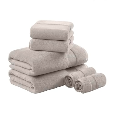 Madison Park Turkish 100 Cotton 600Gsm Luxury Premium Thick Soft Absorbent Hotel Bathroom Towel Set Shower Hand Face Washcloths Assorted Sizes Taupe 6 Piece