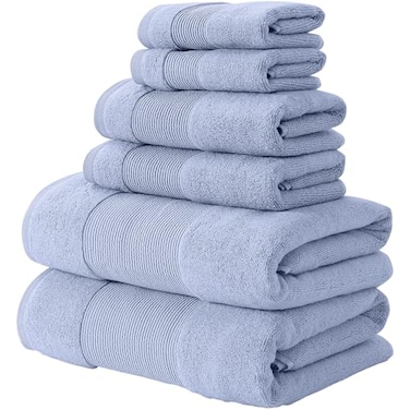 Modern Threads Air Cloud 6Piece Towel Set 100 ZeroTwist Cotton 500 GSM Quick Dry Plush Blue