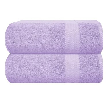 GLAMBURG Premium Cotton Oversized 2 Pack Bath Sheet 35x70100 Pure Cotton Ideal for Everyday use Ultra Soft Highly Absorbent Machine Washable Purple