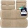 DAN RIVER 8 PC Luxury Bath Towels for Bathroom 2 Bath 2 Hand and 4 Wash Cloths 600 GSM 100 Ring Spun Cotton Towel Set Highly Absorbent Gym Hotel and Spa Tan
