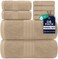 DAN RIVER 8 PC Luxury Bath Towels for Bathroom 2 Bath 2 Hand and 4 Wash Cloths 600 GSM 100 Ring Spun Cotton Towel Set Highly Absorbent Gym Hotel and Spa Tan